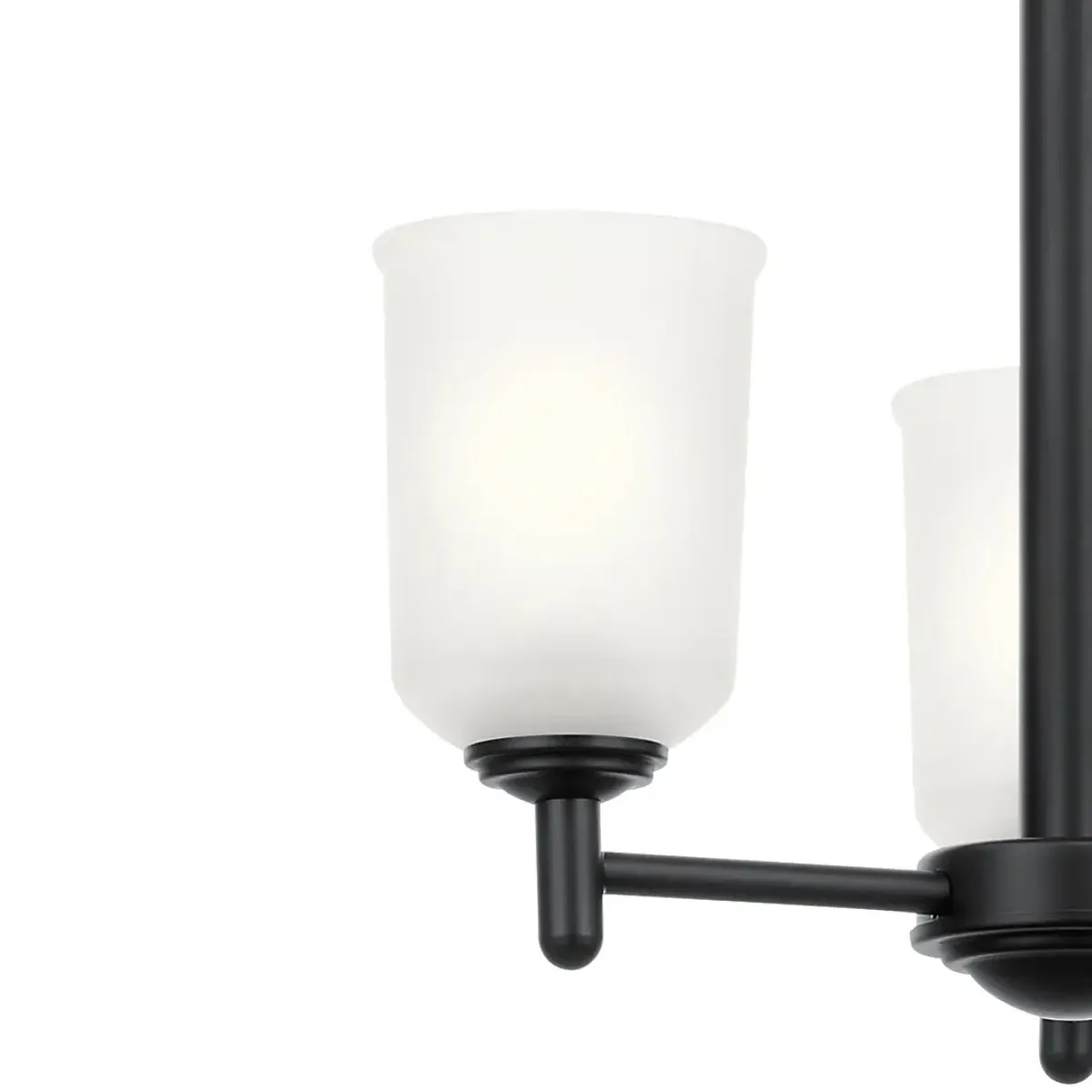 Shailene 18" 3-Light Mini Chandelier with Clear Satin Etched Glass, Black Finish
