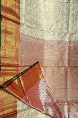 Shop Off White Kanjeevaram Handloom Pure Silk Saree - Elegant & Timeless