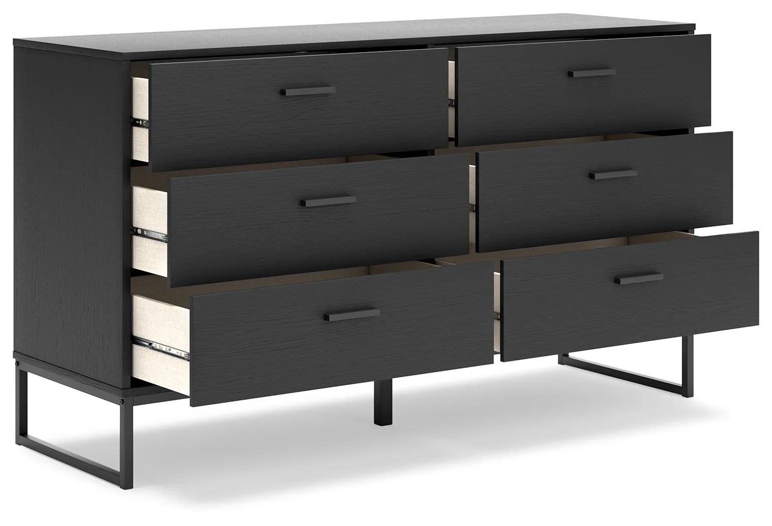 Socalle Full Panel Platform Bed with Dresser and 2 Nightstands in Black