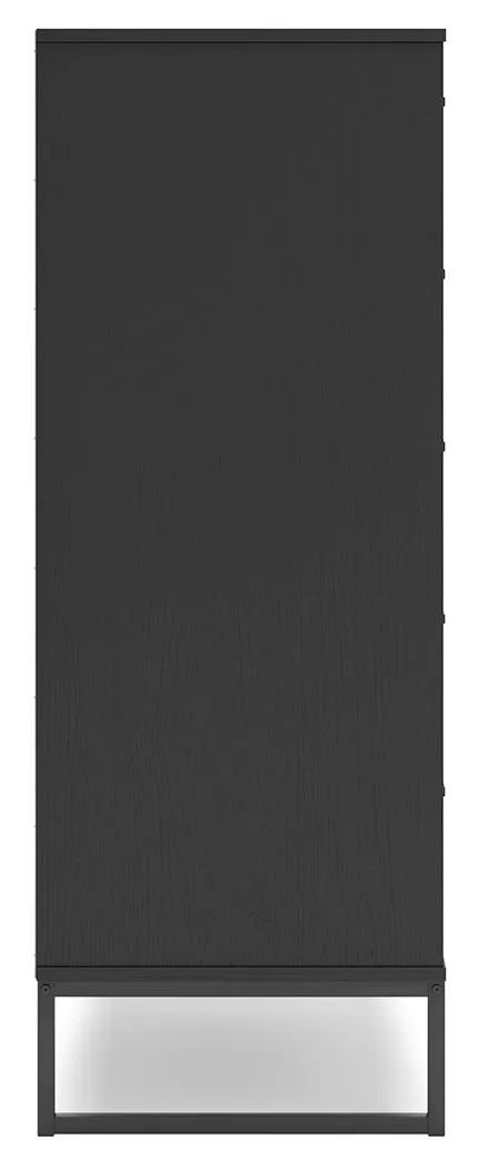 Socalle Queen Panel Platform Bed with Dresser, Chest and 2 Nightstands in Black