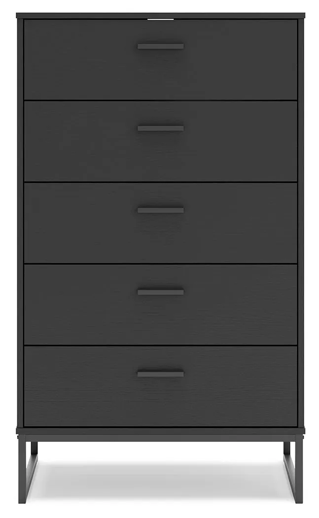 Socalle Queen Panel Platform Bed with Dresser, Chest and 2 Nightstands in Black