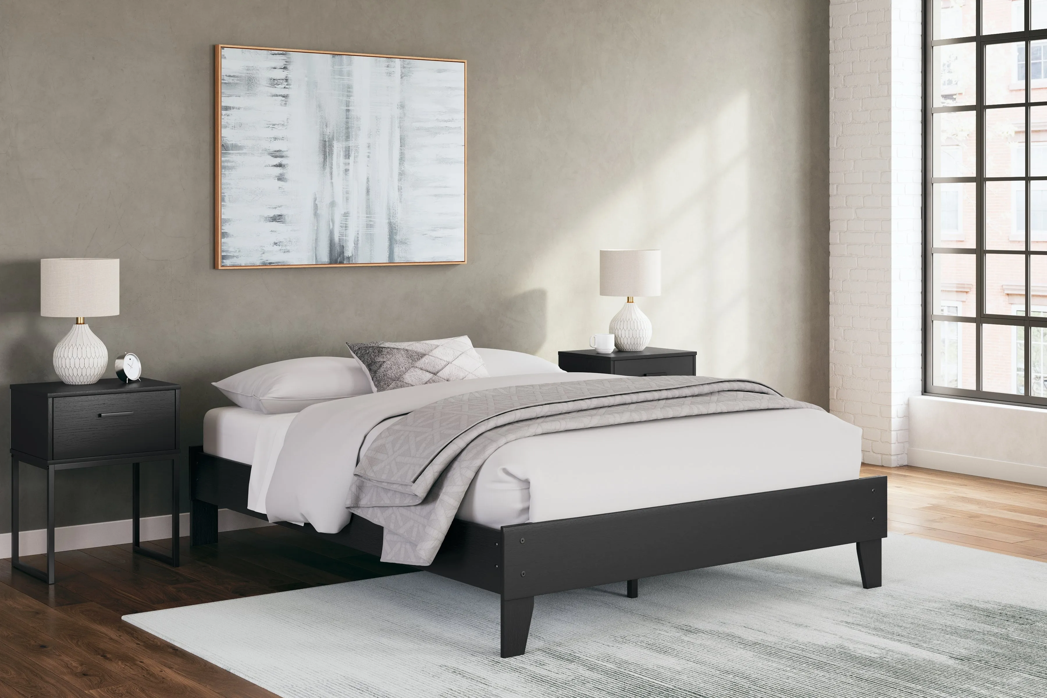 Socalle Queen Platform Bed with Dresser and Nightstand in Black