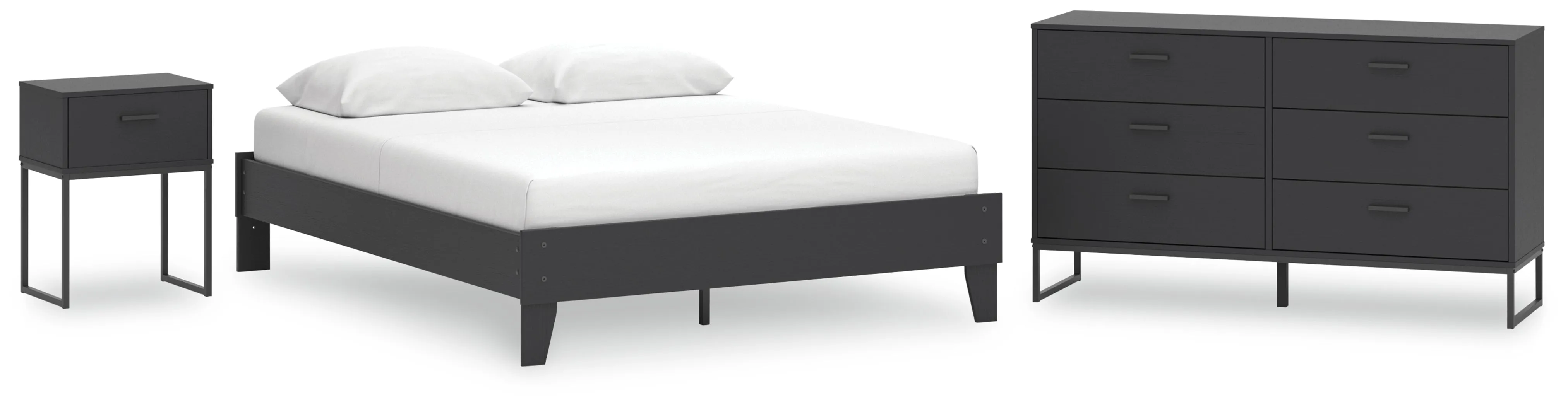 Socalle Queen Platform Bed with Dresser and Nightstand in Black
