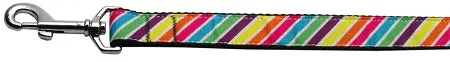 Striped Rainbow Nylon Dog Leash 5-8 Inch Wide 4ft Long