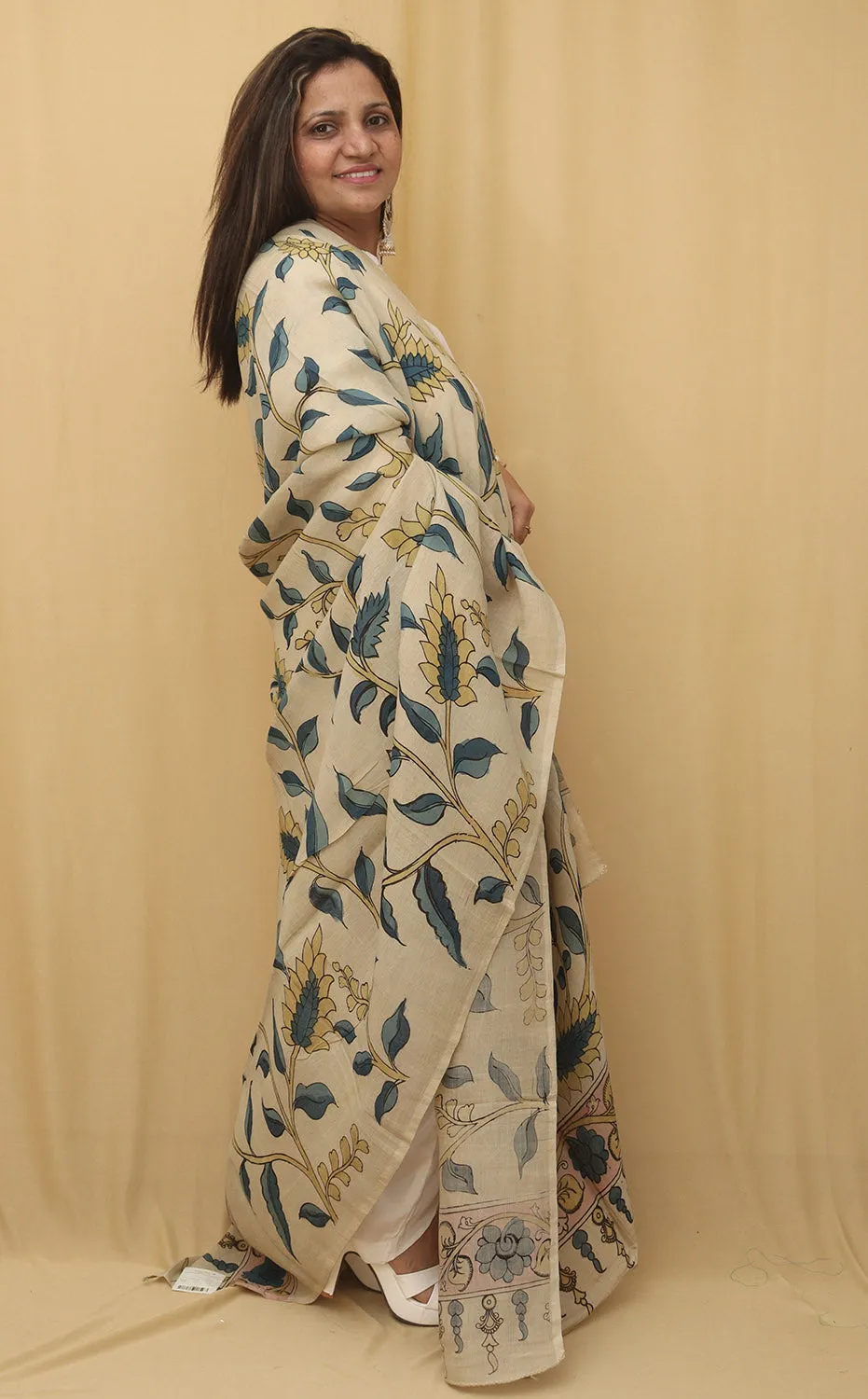 Stunning Off White Kalamkari Pure Silk Dupatta for Elegant Look