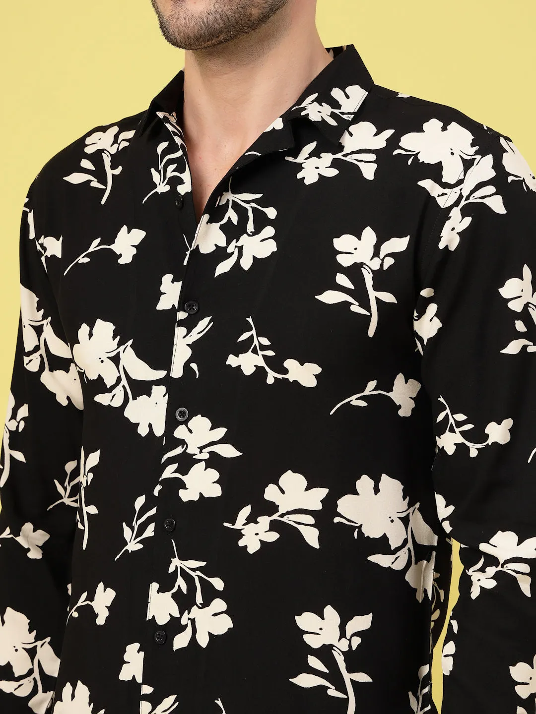 Stylish Cuban Collar Printed Shirt