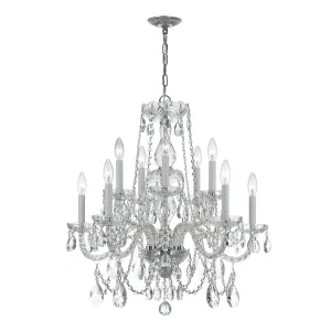 Traditional Crystal 10 Light Hand Cut Crystal Polished Chrome Chandelier