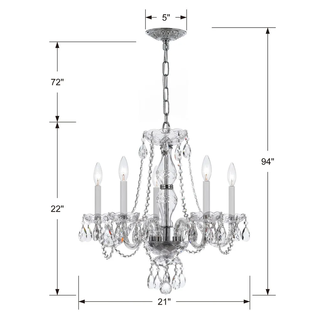 Traditional Crystal 5 Light Spectra Crystal Polished Chrome Chandelier
