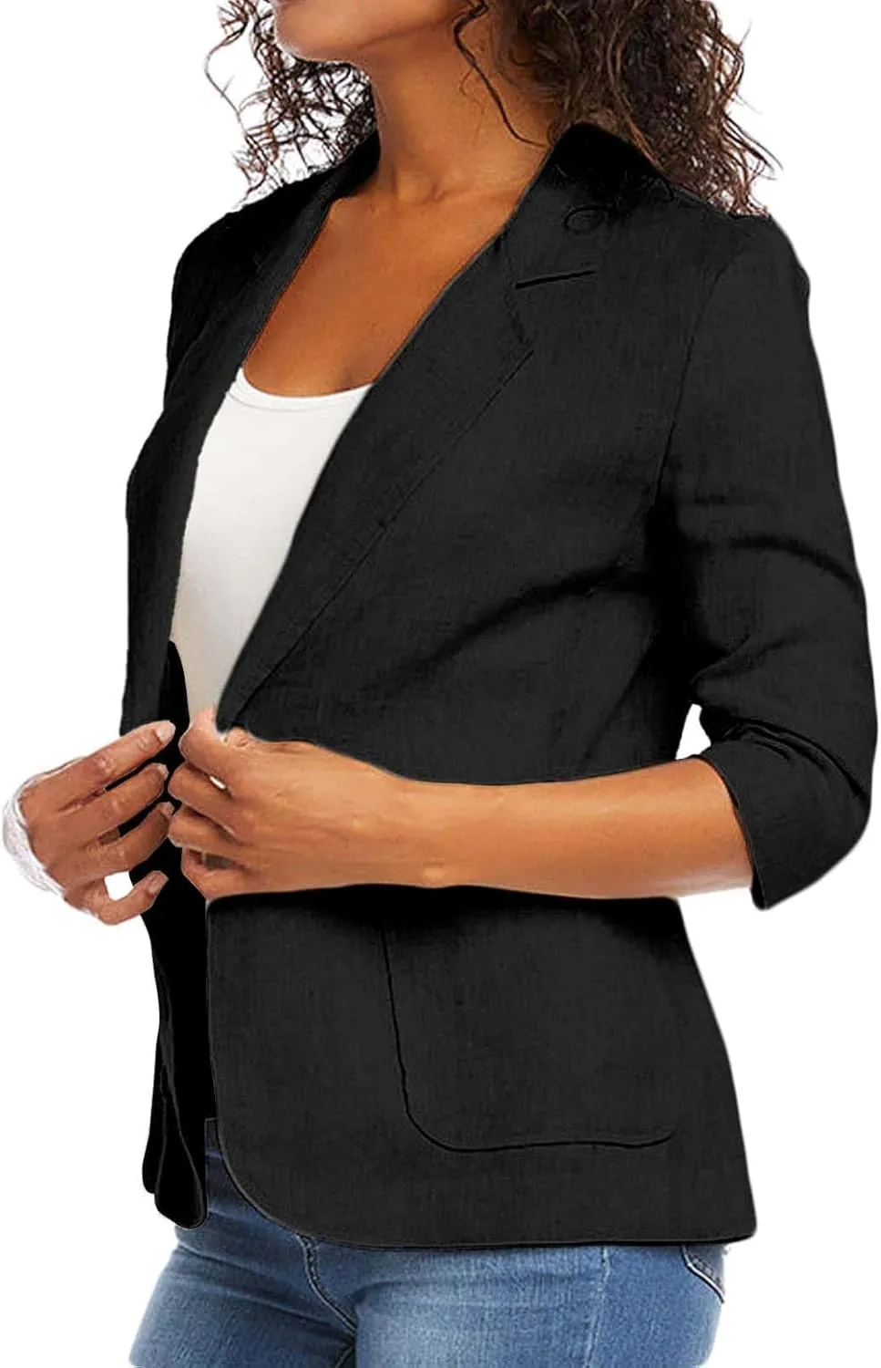 Women's Cropped Blazer Jacket Dressy Cardigan Lightweight Office Jacket Plus Size Open Front Suit Blazers Outerwear