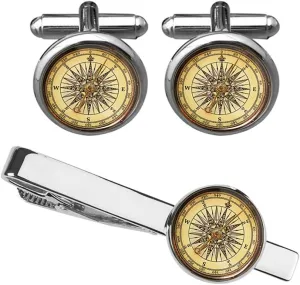 World Map Cufflinks Wedding Vintage Personalised Gifts Father Grandfather Dad Tie Clip Blue ZUNON